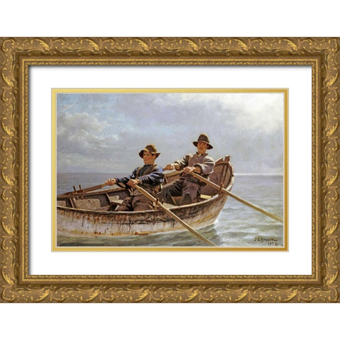 Heading Out Gold Ornate Wood Framed Art Print with Double Matting by Brown, John George