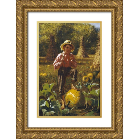 Thats Me Pumpkin Gold Ornate Wood Framed Art Print with Double Matting by Brown, John George