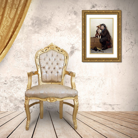 Against His Will Gold Ornate Wood Framed Art Print with Double Matting by Brown, John George