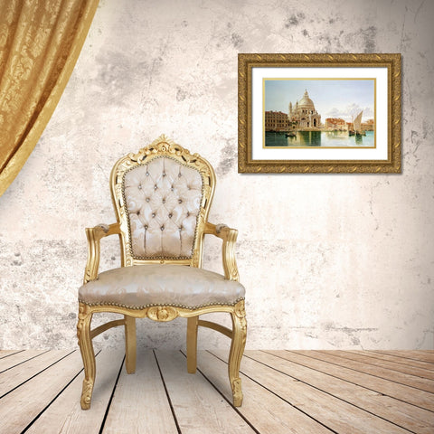 The Santa Maria Della Salute, Venice Gold Ornate Wood Framed Art Print with Double Matting by Burnett, William Hickling