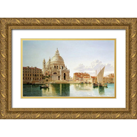 The Santa Maria Della Salute, Venice Gold Ornate Wood Framed Art Print with Double Matting by Burnett, William Hickling