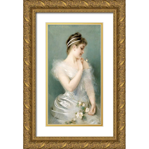 The Butterfly Gold Ornate Wood Framed Art Print with Double Matting by Carrier-Belleuse, Pierre