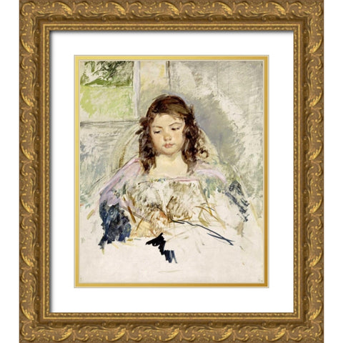 Sketch For Francois Gold Ornate Wood Framed Art Print with Double Matting by Cassatt, Mary