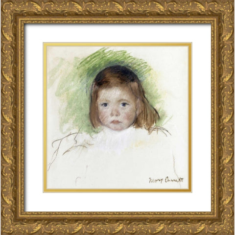 Portrait of Ellen Mary Cassatt Gold Ornate Wood Framed Art Print with Double Matting by Cassatt, Mary