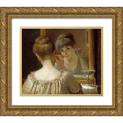 The Coquette Gold Ornate Wood Framed Art Print with Double Matting by Champney, James Wells