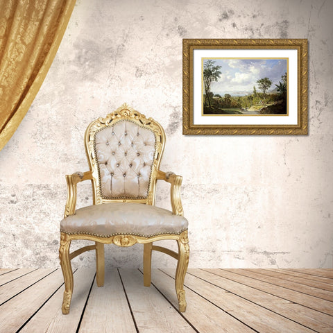 Vista General De Panama Gold Ornate Wood Framed Art Print with Double Matting by Charton, Ernest
