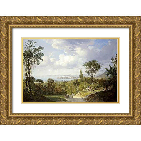 Vista General De Panama Gold Ornate Wood Framed Art Print with Double Matting by Charton, Ernest