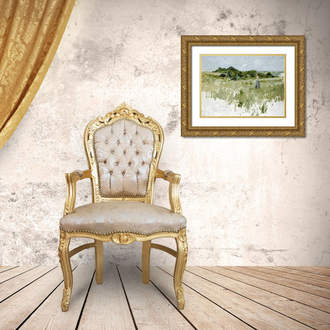 Shinnecock Hills Gold Ornate Wood Framed Art Print with Double Matting by Chase, William Merritt