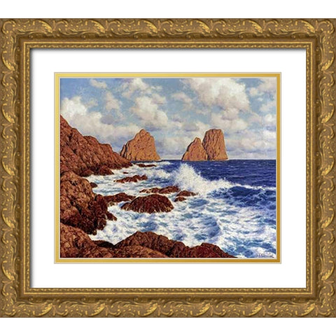 The Rocks at Capri Gold Ornate Wood Framed Art Print with Double Matting by Choultse, Ivan Federovich