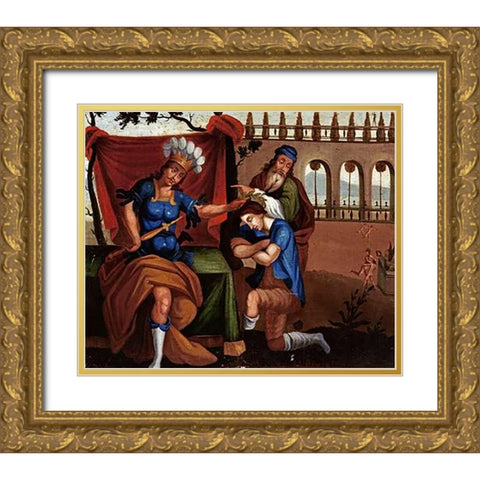 The Temple of Jupiter at Olympia. The Wonders of The Ancient World Gold Ornate Wood Framed Art Print with Double Matting by School, Cuzco