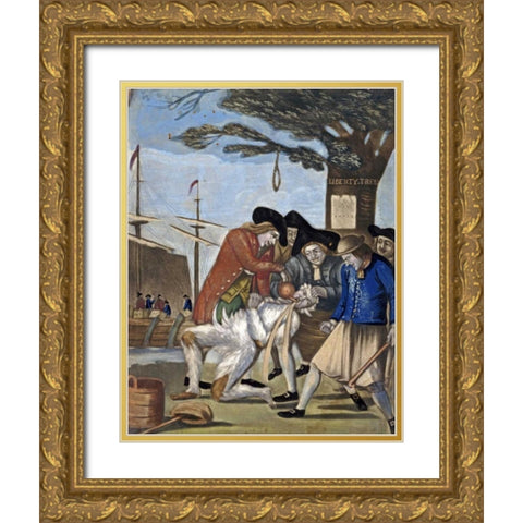Tarring and Feathering Gold Ornate Wood Framed Art Print with Double Matting by Dawe, Philip