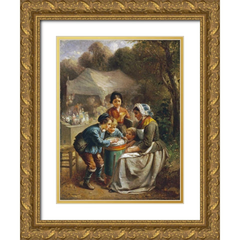 The Toy Seller Gold Ornate Wood Framed Art Print with Double Matting by De Metz, Francois-Louis Lanfant