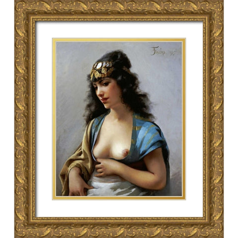 An Eastern Beauty Gold Ornate Wood Framed Art Print with Double Matting by Falero, Luis Riccardo