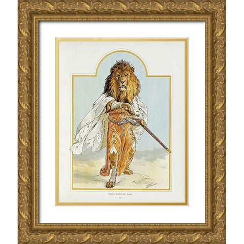 Konig Nobel Im Zorn Gold Ornate Wood Framed Art Print with Double Matting by Flinzer, F.