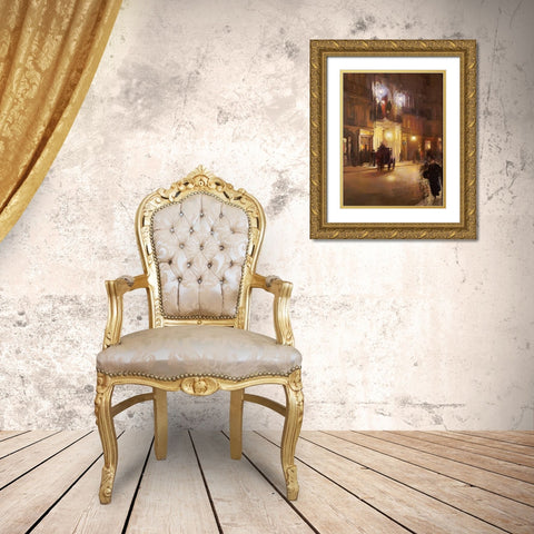 Les Folies Bergeres Gold Ornate Wood Framed Art Print with Double Matting by French School