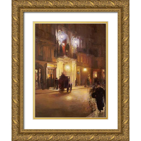 Les Folies Bergeres Gold Ornate Wood Framed Art Print with Double Matting by French School