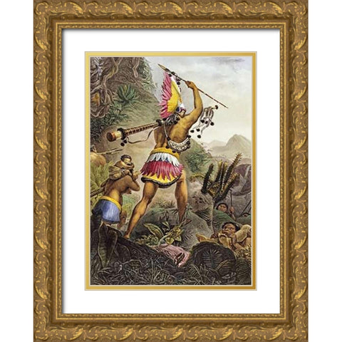 The Signal For The Retreat Gold Ornate Wood Framed Art Print with Double Matting by Freres, Firmin Didot