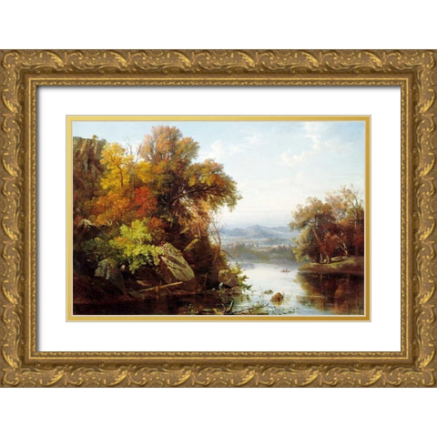 Indian Summer Gold Ornate Wood Framed Art Print with Double Matting by Gignoux, Francois Regis