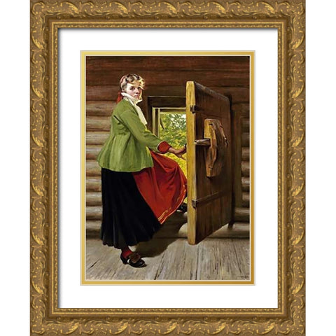 A Dalecarlian Beauty Gold Ornate Wood Framed Art Print with Double Matting by Hagborg, August