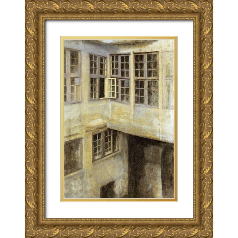 The Courtyard at 30 Strandgade Gold Ornate Wood Framed Art Print with Double Matting by Hammershoi, Vilhelm