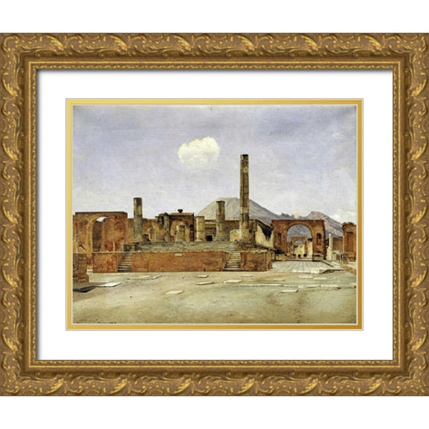 Pompeii Gold Ornate Wood Framed Art Print with Double Matting by Hansen, Josef Theodor