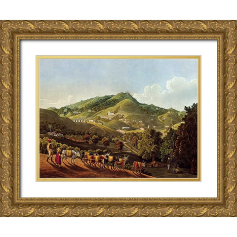Views In India Gold Ornate Wood Framed Art Print with Double Matting by Havell, Richard