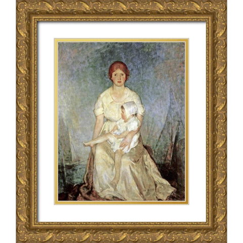 Motherhood Triumphant Gold Ornate Wood Framed Art Print with Double Matting by Hawthorne, Charles Webster