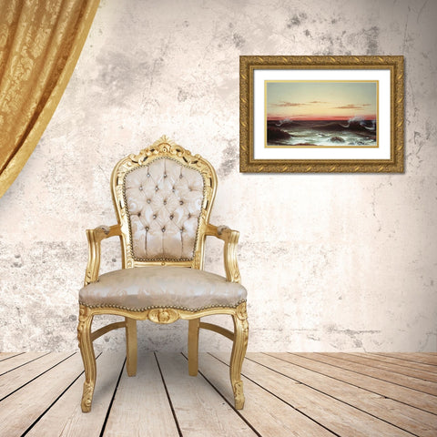 Sunset Gold Ornate Wood Framed Art Print with Double Matting by Heade, Martin Johnson