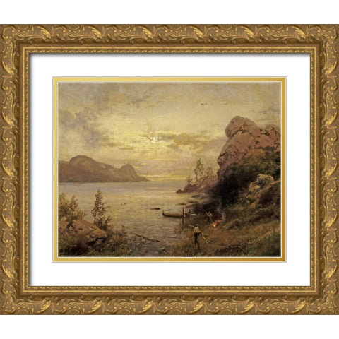 Camp Site Gold Ornate Wood Framed Art Print with Double Matting by Herzog, Herman