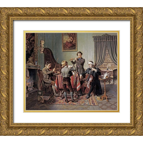 The Quartet Gold Ornate Wood Framed Art Print with Double Matting by Hiddemann, Friedrich-Peter