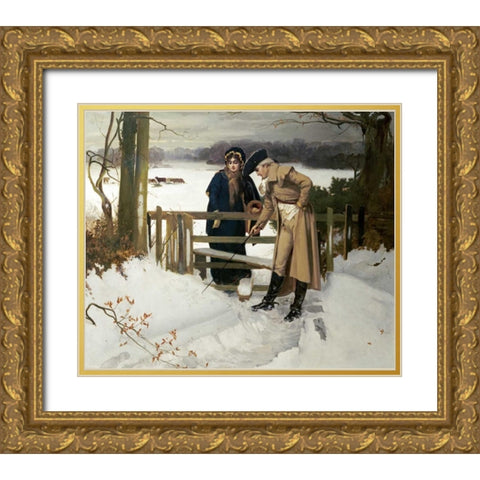 The Lovers Vows Gold Ornate Wood Framed Art Print with Double Matting by Holyoake, William