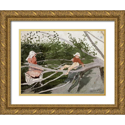 Out on a Limb Gold Ornate Wood Framed Art Print with Double Matting by Homer, Winslow