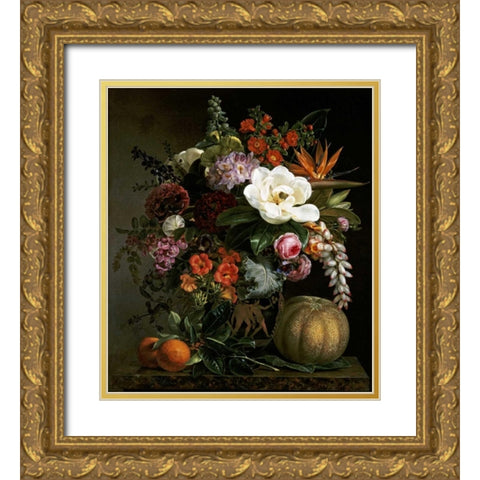 Still Life in a Greek Vase Gold Ornate Wood Framed Art Print with Double Matting by Jensen, Johan Laurents