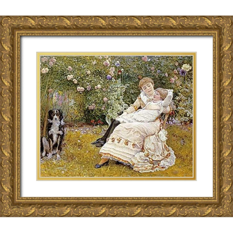 Pleasant Hours Gold Ornate Wood Framed Art Print with Double Matting by Johnson, Edward Killingworth
