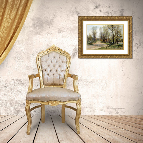 The Country Lane Gold Ornate Wood Framed Art Print with Double Matting by Jones, Hugh Bolton