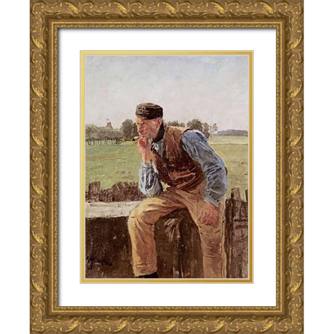 A Dutch Peasant Gold Ornate Wood Framed Art Print with Double Matting by Kallmorgen, Friedrich