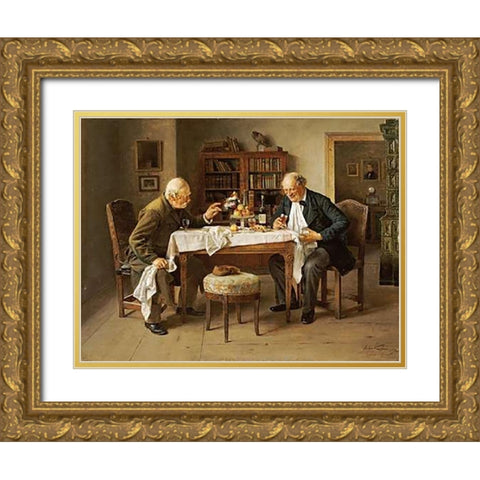 War Time Reminiscences Gold Ornate Wood Framed Art Print with Double Matting by Kaufman, Isidor
