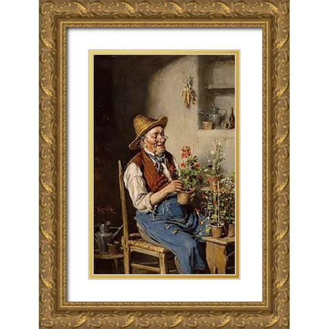 The Gardener Gold Ornate Wood Framed Art Print with Double Matting by Kern, Herman