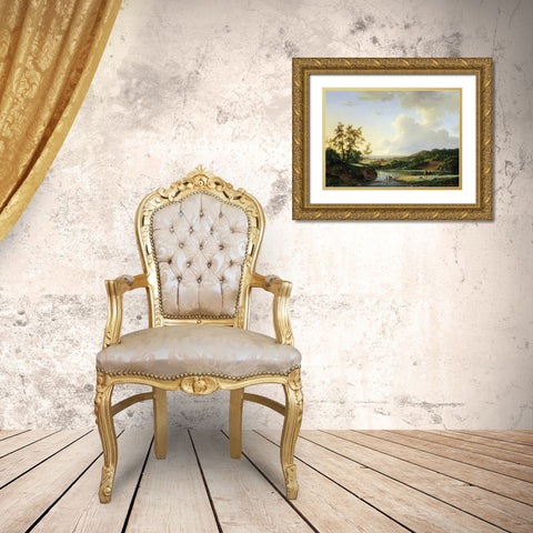 An Extensive Landscape Gold Ornate Wood Framed Art Print with Double Matting by Koekkoek, Marinus Adrainus