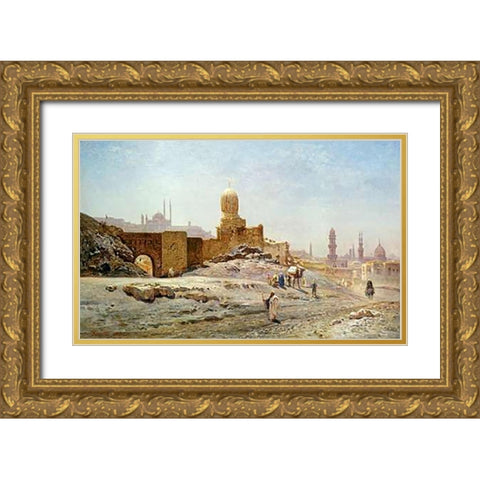 A View of Cairo Gold Ornate Wood Framed Art Print with Double Matting by Korner, Ernst