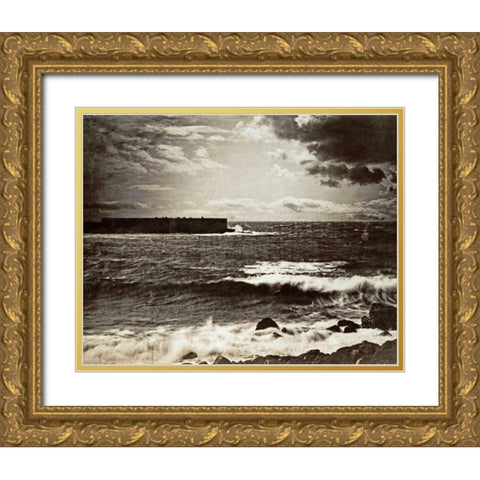 The Great Wave, Sete Gold Ornate Wood Framed Art Print with Double Matting by Le Gray, Gustave