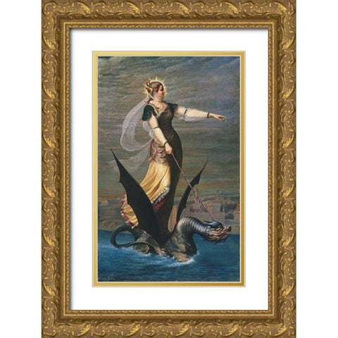 La Tarrasque Gold Ornate Wood Framed Art Print with Double Matting by Lepec, Charles