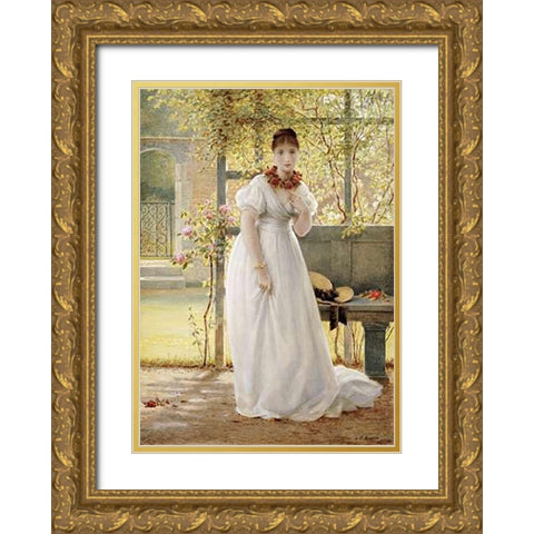 In The Walled Garden Gold Ornate Wood Framed Art Print with Double Matting by Leslie, George Dunlop