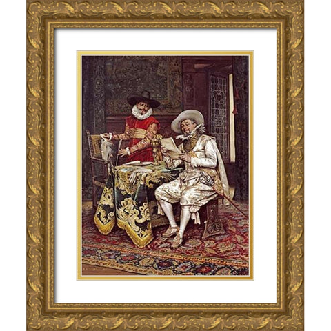The Connoisseurs Gold Ornate Wood Framed Art Print with Double Matting by Lesrel, Adolphe Alexander