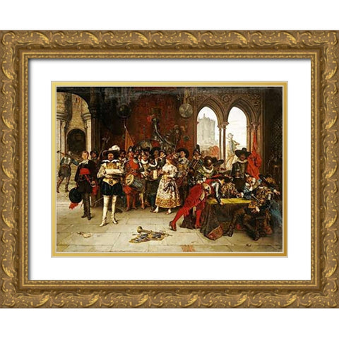 Musketeers of The King Gold Ornate Wood Framed Art Print with Double Matting by Lesrel, Adolphe Alexander