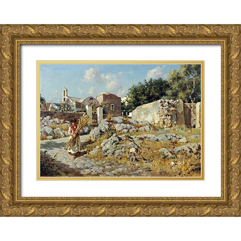 The Path Home Gold Ornate Wood Framed Art Print with Double Matting by Lovatti, E