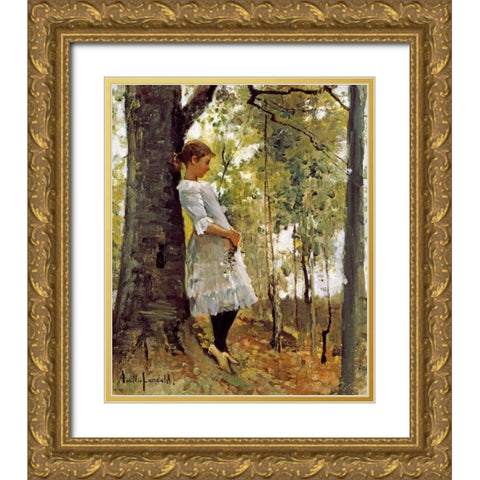 In The Woods Gold Ornate Wood Framed Art Print with Double Matting by Lundahl, Amelie