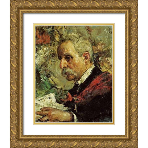 A Portrait of The Artists Father Gold Ornate Wood Framed Art Print with Double Matting by Mancini, Antonio