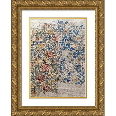 Design For Chintz: Rose Gold Ornate Wood Framed Art Print with Double Matting by Morris, William