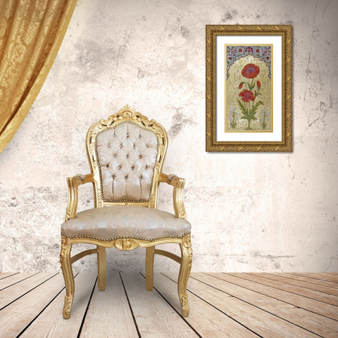 Poppy Blossoms Gold Ornate Wood Framed Art Print with Double Matting by Oudh